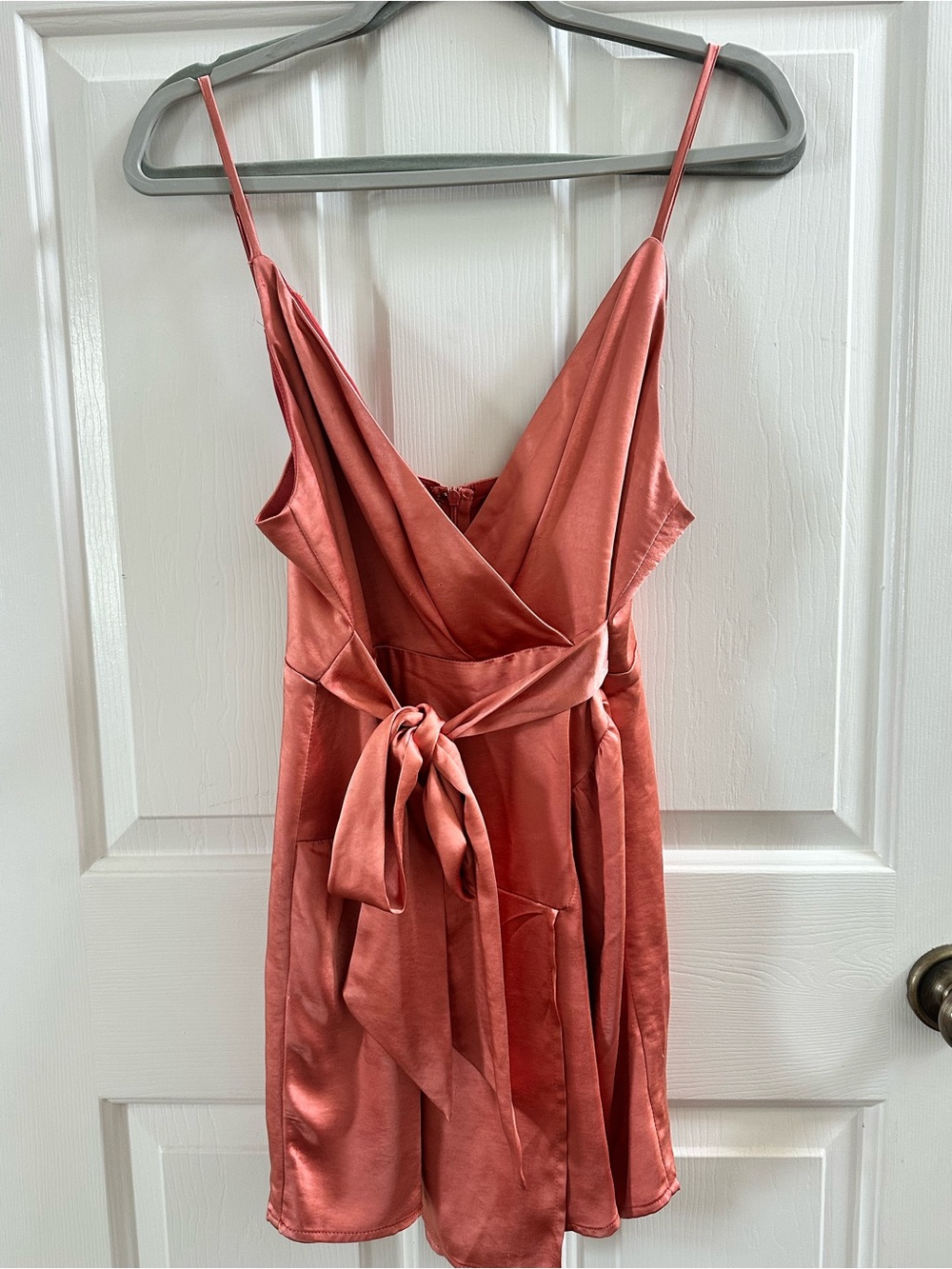 native daughters Mini Wrap Dress|Romper in Coral